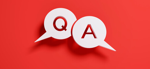Question and Answer Speech Bubbles with Copy Space On red Background