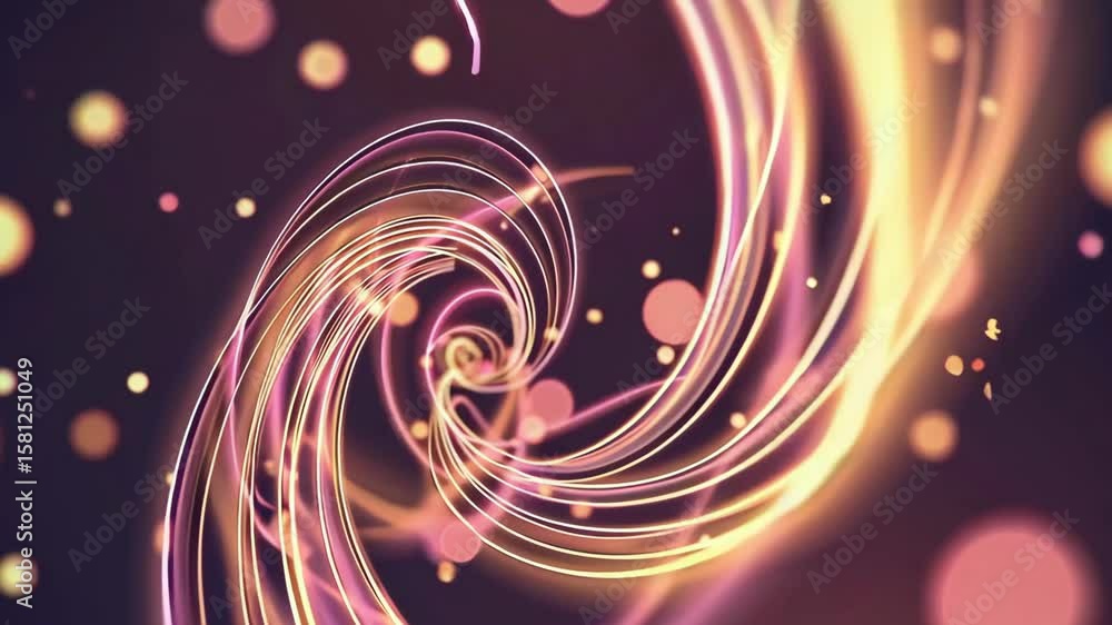 Poster energetic swirling light trails with vibrant bokeh and dynamic motion