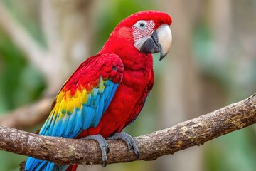 Obraz premium Vibrant Scarlet Macaw on Tree Branch