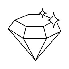 Diamond line icon. Precious diamond symbol. Jewelry precious stone, luxury crystal. Vector illustration.