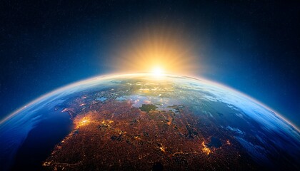 earthrise sunrise over the planet from space