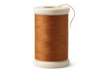 Orange thread spool isolated on transparent background, perfect for projects related to sewing, tailoring, and crafts
