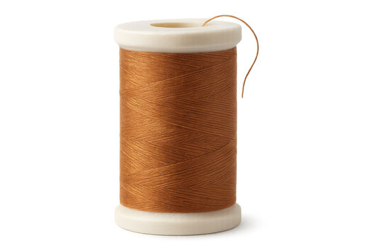 Orange thread spool isolated on transparent background, perfect for projects related to sewing, tailoring, and crafts