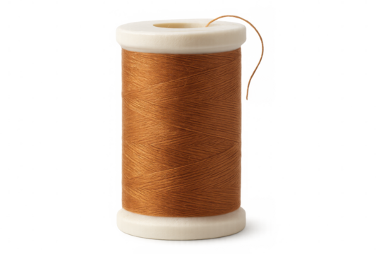 Orange thread spool isolated on transparent background, perfect for projects related to sewing, tailoring, and crafts