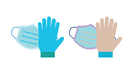 Obraz premium Medical Masks and Gloves for Protection Against Viruses and Bacteria on white background