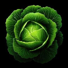 Obraz premium Close-up view of a vibrant green cabbage head.