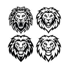 Obraz premium Lion Face Silhouette Bundle — Tribal, Geometric, Brush, and Line Art Styles