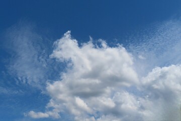 Beautiful clouds on blue sky background, natural cloudscape