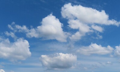 Beautiful clouds on blue sky background, natural cloudscape