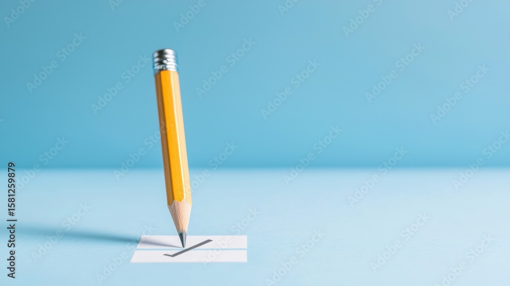 Poster pencil with checkmark a pencil marking a checkmark on a to do list, illustrating the concept of task