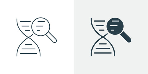 DNA Analysis Icon Vector - Genetic Research, Helix, Magnifying Glass Symbol Illustration