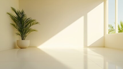 Modern Minimalist Beige Room Elegant beige room design with streamlined furniture, a monochromatic palette, and natural light enhancing the modern minimalistic aesthetic.