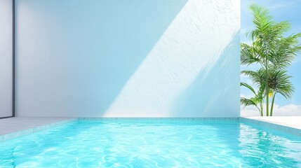 Fototapeta premium Minimalist or Aesthetic Pool Modern pool with clean lines, surrounded by sleek concrete decking and minimal landscaping, showcasing contemporary elegance.