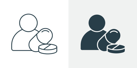 Drug Administration Icon Vector - Patient Medication, Pharmacy Symbol, Medical Treatment and Healthcare Pill Outline and Solid Illustration