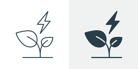 Green Energy Icon Vector - Renewable Power, Genetic Engineering, Bioelectricity Symbol Outline and Solid Illustration