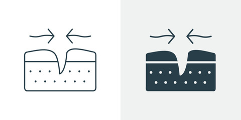 Skin Elasticity Icon Vector - Skincare, Resilient Skin, Anti-Aging Cosmetic and Dermatology Symbol Outline and Solid Illustration