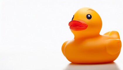 lonely toy duck on white background