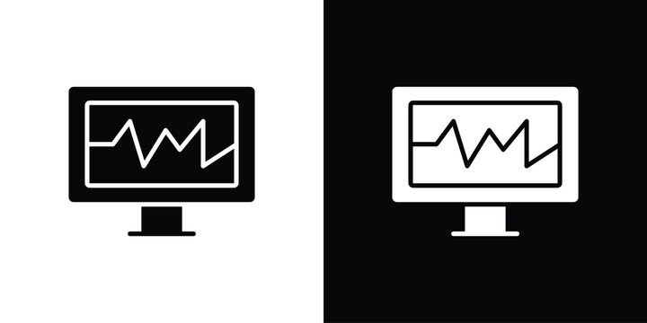 EKG monitor icon symbol. Simple, flat design for and apps