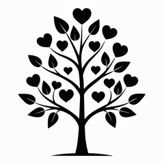 Fototapeta premium Minimalist Tree with Simple Hearts as Leaves – Love, Growth, and Nature Concept in Clean Vector Design