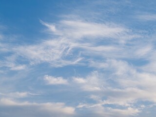 Blue sky and white clouds background for mindfulness and peace
