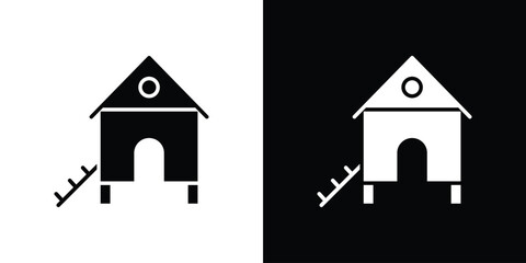 Chicken coop icon symbol. Simple, flat design for and apps © Power