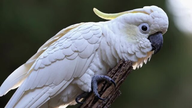AI-generated white cockatoo perched on a tree branch