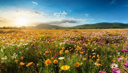 Fototapeta premium stunning field of wildflowers in full bloom