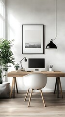 Minimalist Home Office with Desk and Decor