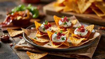Doritos stuffed with cream and bacon cheese.