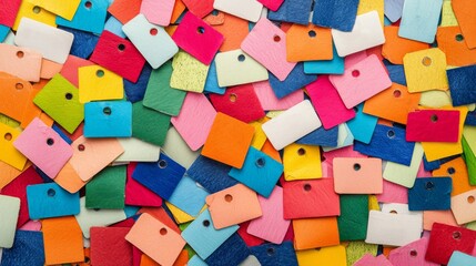 Pile of colorful blank tags