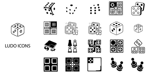 Ludo simple concept 24 color icons set .Vector illustration.