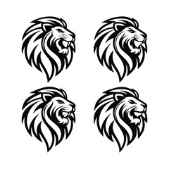 vector face silhouette image of a lion
