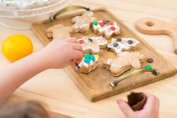 christmas cookies men cooking. Holiday Snowman Gingerbread Man Cookie