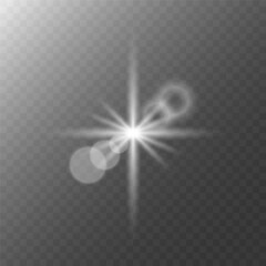 A luminous star with a bokeh effect on transparent background.
