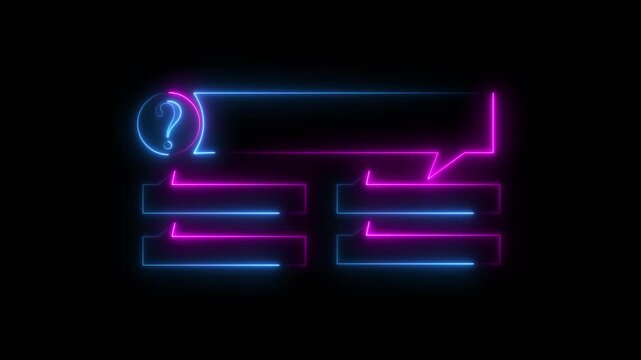 Quiz question Animation with option selection on black background.