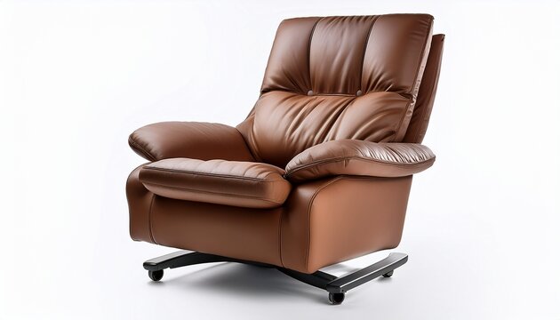comfortable brown recliner chair with extended footrest on white background