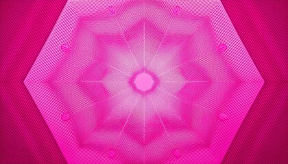 hexagonal geometric pattern with concentric pink outlines and central dots forming a honeycomb effect on bright pink background