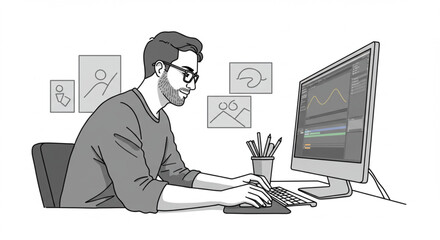 Digital Artist at Work Creative Process and Modern Design © Liam