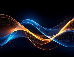Abstract glowing wave patterns on dark background