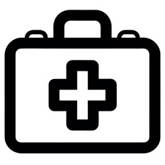 Obraz premium Simple First Aid Kit Box with Plus Sign – Emergency Medical Supplies Icon in Minimal Flat Vector Design