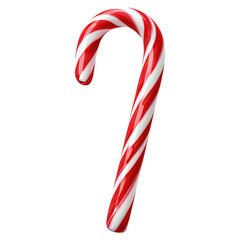 Colorful Candy Cane with Red and White Stripes for Holiday Festivities, isolated on transparent background.