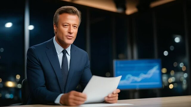 Meteorologist presenting weather trends in a studio