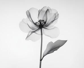 X-ray-like grayscale peony