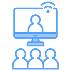 Digital Conference Blue Icon