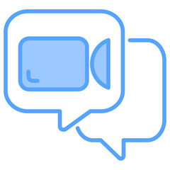 Fototapeta premium Video Chat Blue Icon