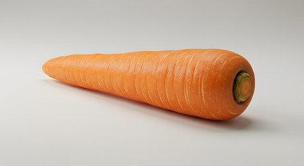 Large Fresh Carrot on White Background, Organic Vegetable, Healthy Food, Natural Produce