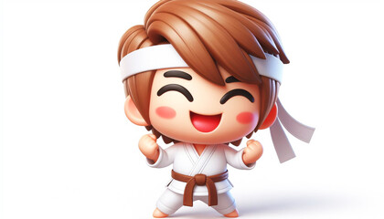 Funny 3D karateka cartoon illustration