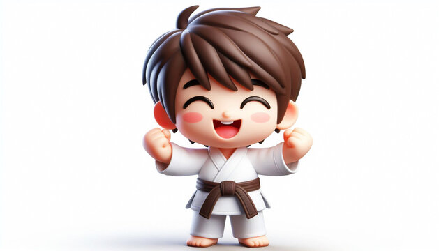Funny 3D karateka cartoon illustration