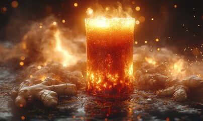 Golden Turmeric and Ginger Drink in a Glass