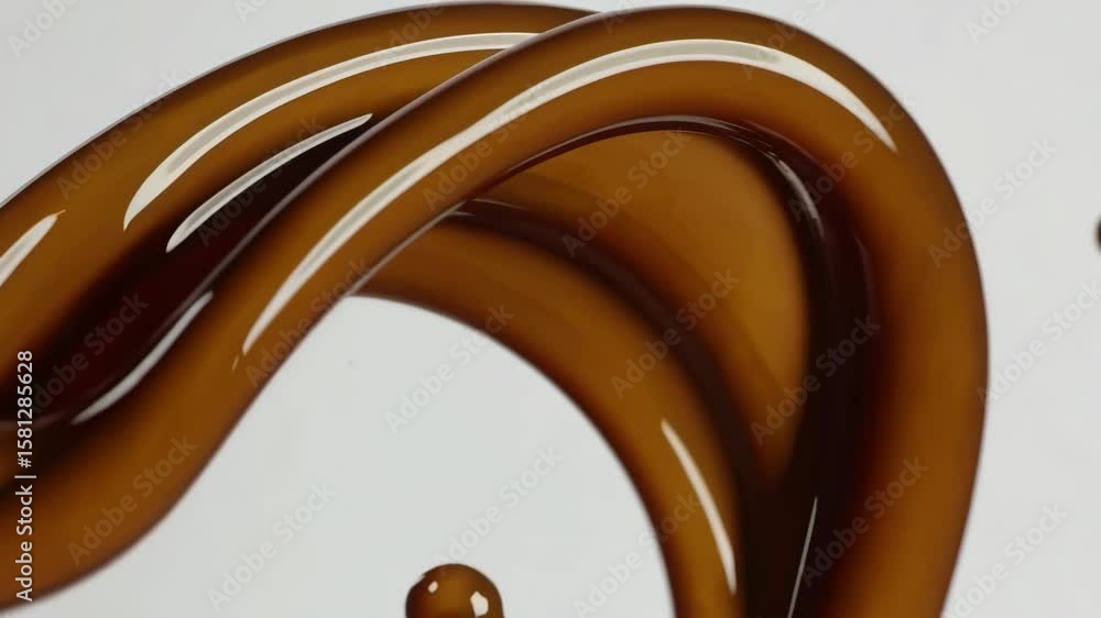 Poster elegant flow of glossy brown liquid creating dynamic swirls and curves